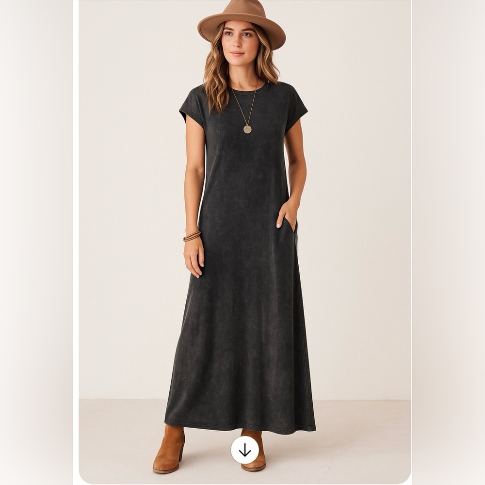 LuLaRoe Maria Acid Wash Maxi Dress XXS NWT Black Boho Grunge